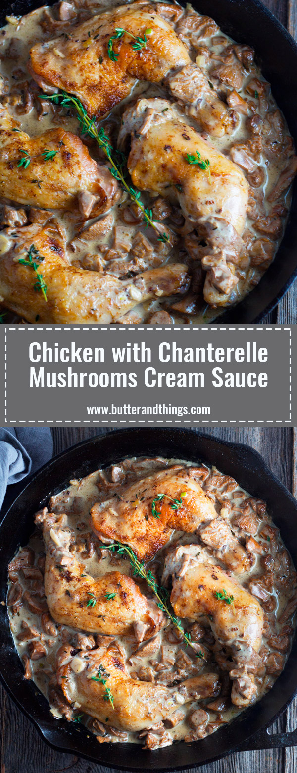 Chicken-with-Chanterelle-Mushrooms-in-Cream-Sauce | www.butterandthings.com